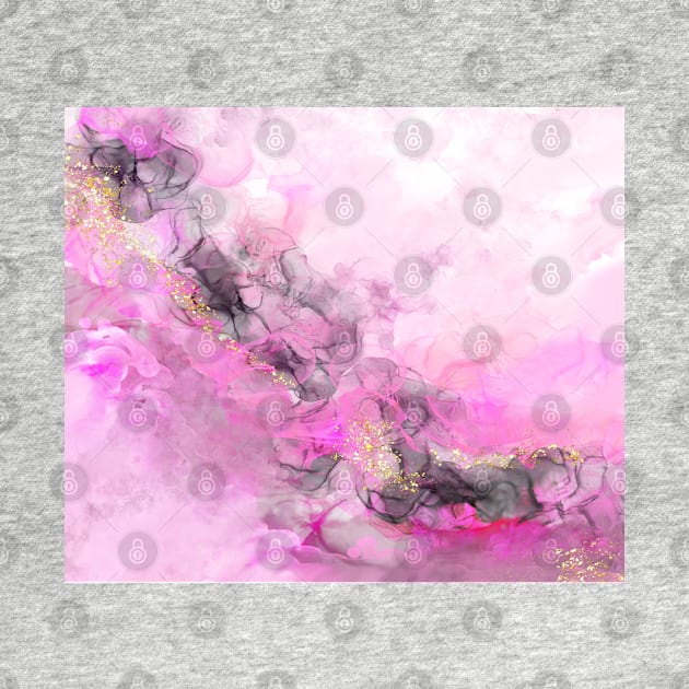 Digital alcohol ink abstract with gold foil by CreaKat